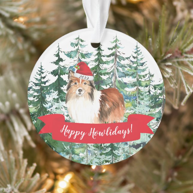 Ornamento Shetland Sheepdog Dog Christmas (Árvore)