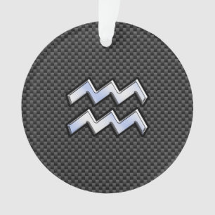 Ornamento Silver Aquarius Símbolo Zodiac Estilo de Fibra Ca