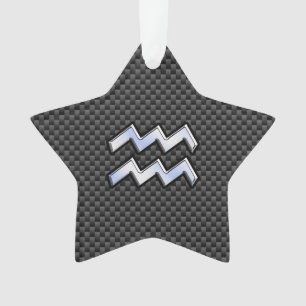 Ornamento Silver Aquarius Símbolo Zodiac Estilo de Fibra Ca