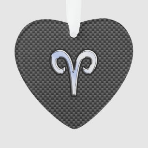 Ornamento Silver Aries Zodiac Sinal Impressão de Fibra de Ca