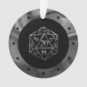 Ornamento Silver D20 Crit Tabletop Role Player Dice PNP