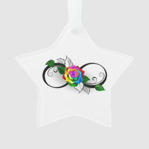 Ornamento Símbolo de Infinito com Rosa Arco-Íris