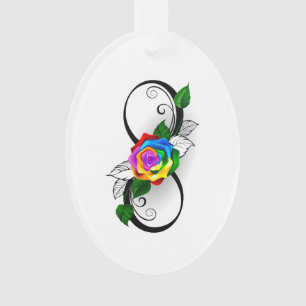 Ornamento Símbolo de Infinito com Rosa Arco-íris