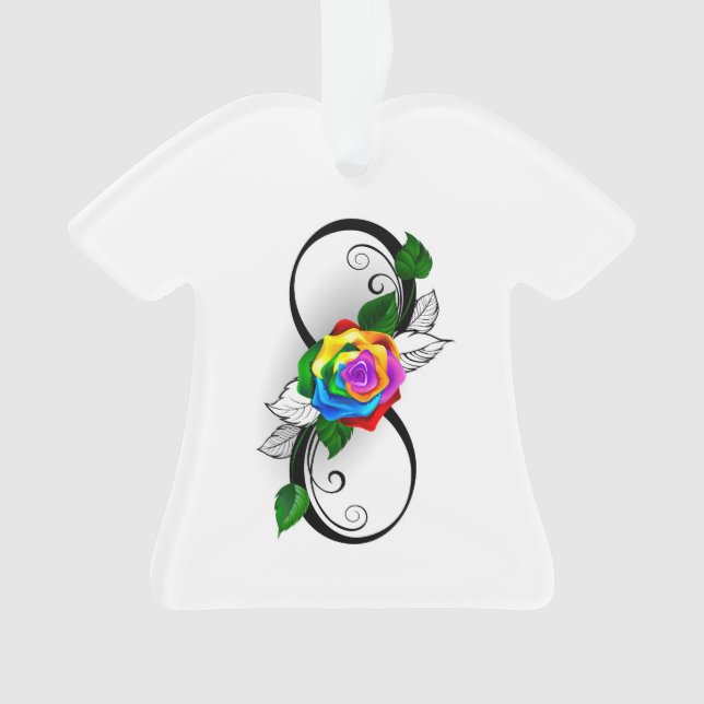 Ornamento Símbolo Infinito com Rosa do Arco-Íris (Frente)