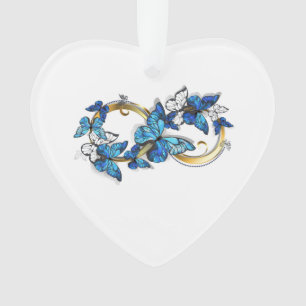 Ornamento Símbolo infinito de borboletas azuis Morpho