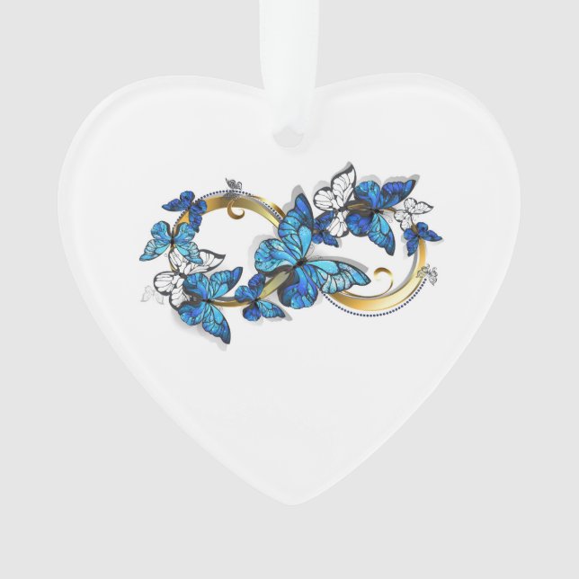 Ornamento Símbolo infinito de borboletas azuis Morpho (Frente)
