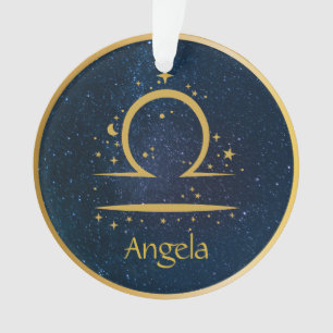 Ornamento Símbolo Libra Zodiano estrelas douradas céu person