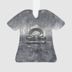 Ornamento Símbolo libra zodipado Estilo de Aço Prateado