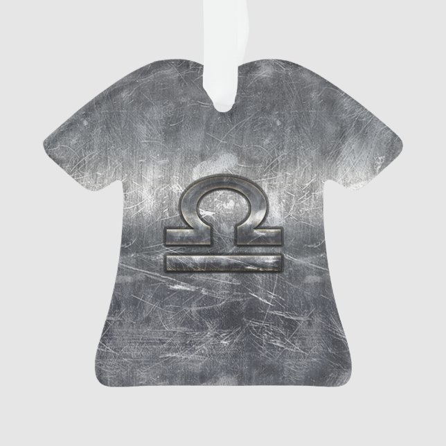 Ornamento Símbolo libra zodipado Estilo de Aço Prateado (Frente)