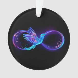 Ornamento Símbolo Neon Infinity com Hummingbird brilhante