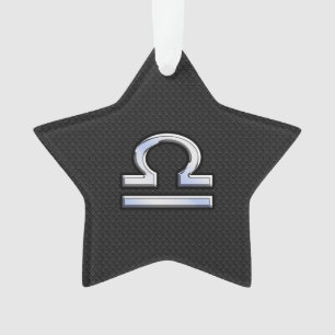 Ornamento Símbolo Silver Libra Zodiac no estilo de pele cobr