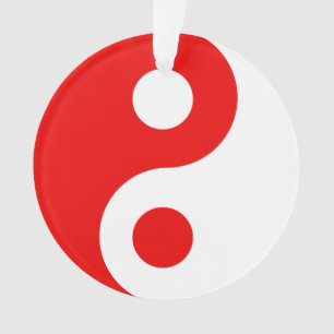 Ornamento Símbolo Yin Yang Vermelho e Branco