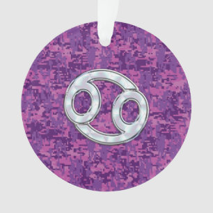 Ornamento Símbolo Zodiac do Cancer Pearl na Camo Digital