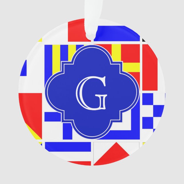 Ornamento Sinais de Sinal Náutico Monograma Real Quatrefoil (Frente)