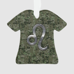 Ornamento Sinal do zodíaco de Leo na camuflagem verde de