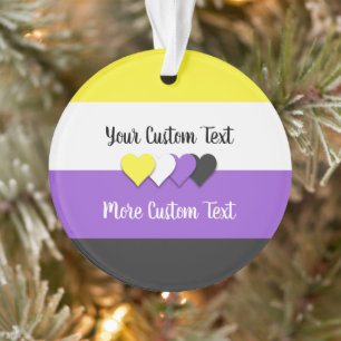 Ornamento Sinalizador de orgulho não binário com texto