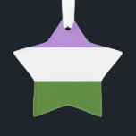 Ornamento Sinalizador do Genderqueer<br><div class="desc">Esta bandeira representa pessoas cuja identidade de gênero não pertence exclusivamente a masculino ou feminino. Há três cores primárias. A Lavanda simboliza a androgância ou a estranheza,  o branco representa a identidade do agente e o verde representa pessoas com identidades não binárias.</div>