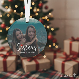 Ornamento Sisters Connected At Heart Photo Keepsake White