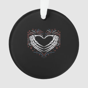 Ornamento Skeleton Hand Heart 4th Of Usa Patriotic American