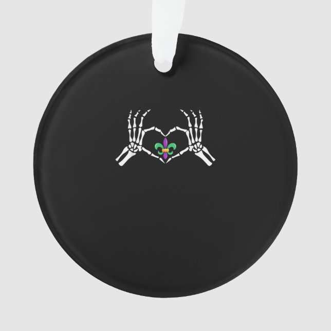 Ornamento Skeleton Hand Heart Mardi Gras (Frente)