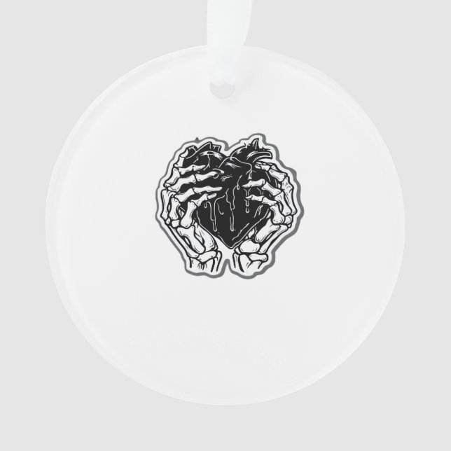 Ornamento Skeleton Heart Mãos Engraçadas (Frente)