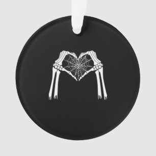 Ornamento Skeleton Mãos Coração Cobweb (Branco) Clássico