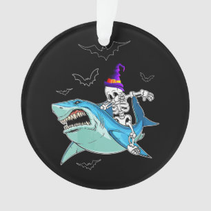 Ornamento Skeleton Riding Shark Engraçado - Presente maluco