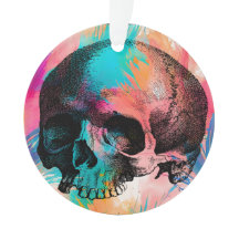 Skull Sketch Com Fundo Boho Colorido