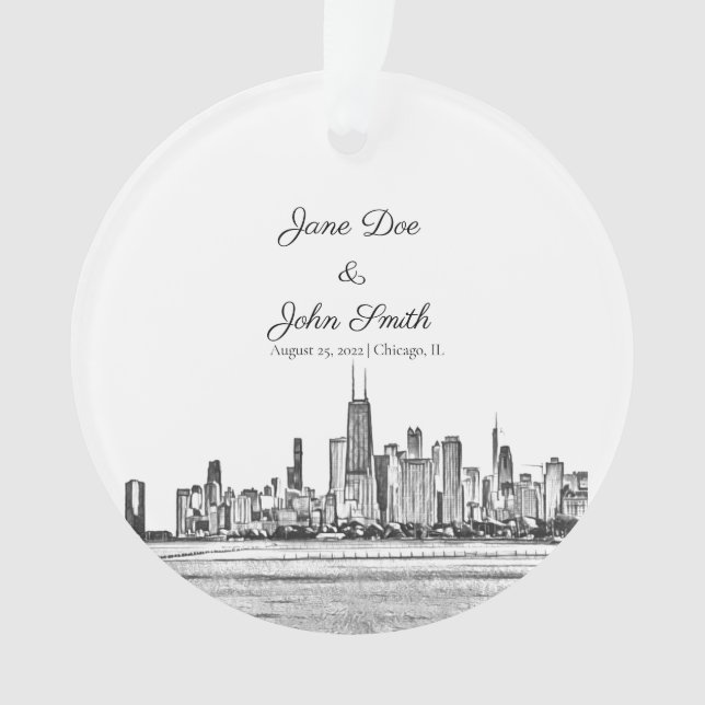 Ornamento Skyline Personalizado em Chicago (Frente)