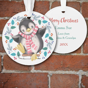 Ornamento Sleding Penguin Wreath Christmas