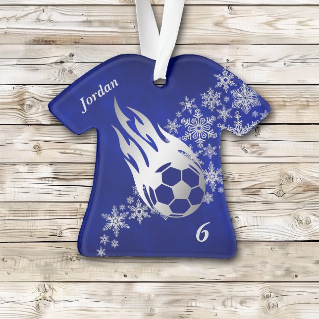 Ornamento Snowflake Silver Soccer Ball Flame (Criador carregado)