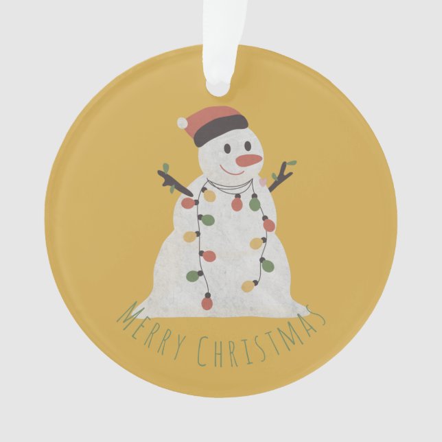 Ornamento Snowman de Natal com Luzes de Fada (Frente)