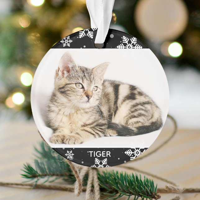 Ornamento Snowy 2 Pets Foto e nome/s Cat Natal (Criador carregado)