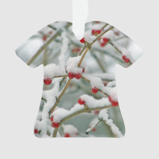 Ornamento Snowy Red Berries Camisa de inverno