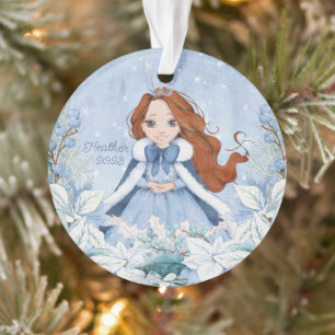 Ornamento Snowy Winter Red Head Princess