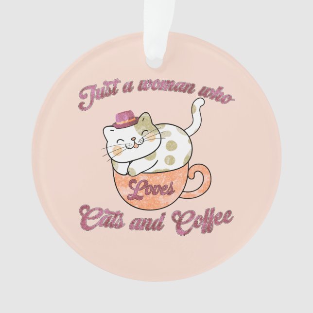Ornamento Só uma mulher que ama gatos e café (Frente)