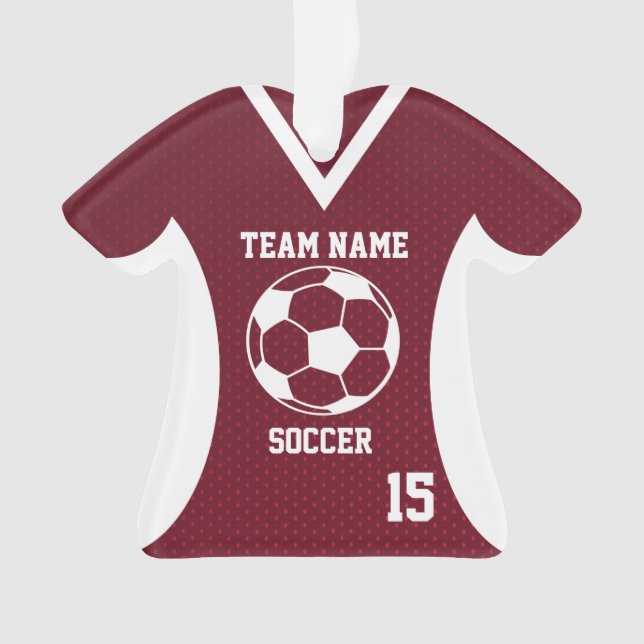 Ornamento Soccer Sports Jersey Maroon com Foto (Frente)