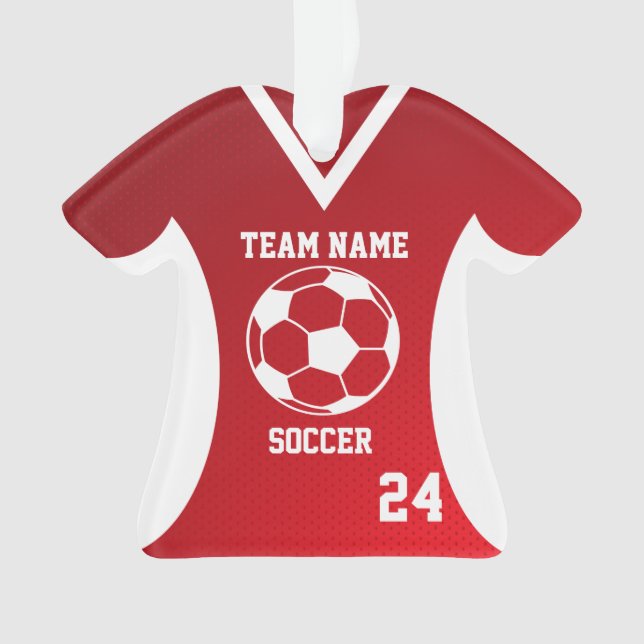 Ornamento Soccer Sports Jersey Red com foto (Frente)