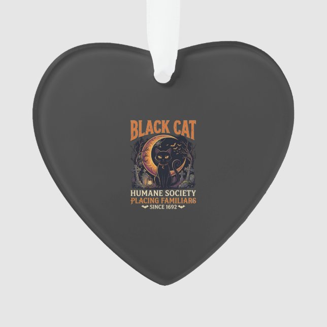 Ornamento Sociedade Humana Black Cat Halloween Crescente Lua (Frente)