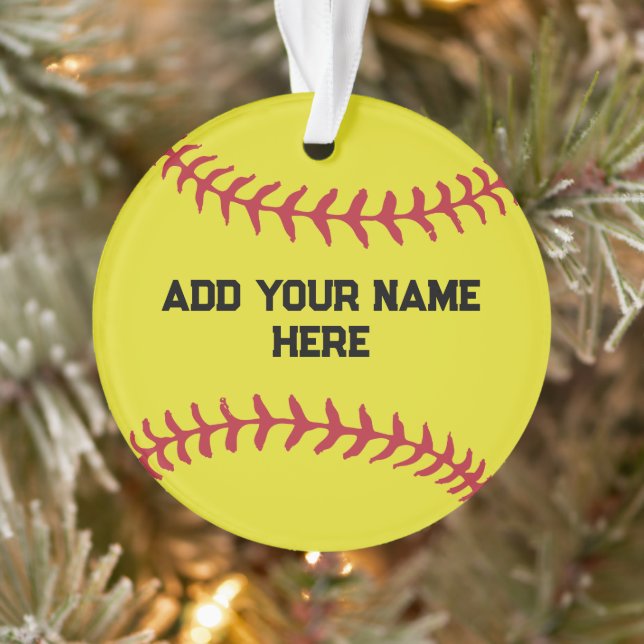 Ornamento Softbol Personalizado Com Nome Personalizado (Árvore)