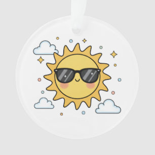 Ornamento Sol Cartoon Sorridente Feliz - Sóis Kawaii Minimal
