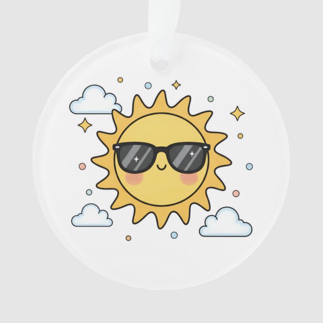 Ornamento Sol Cartoon Sorridente Feliz - Sóis Kawaii Minimal (Frente)