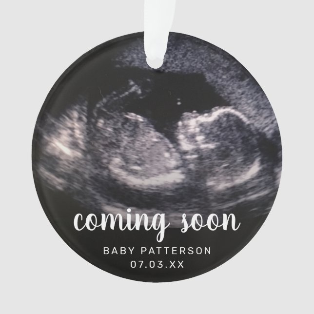 Ornamento Sonograma bonito Gravidez de foto revela Natal (Frente)