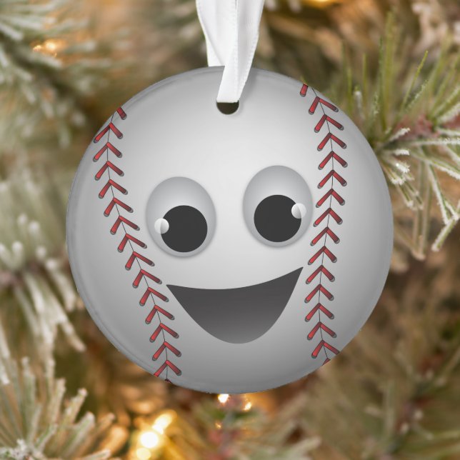 Ornamento Sorriso de Caractere Gráfico de Baseball (Árvore)