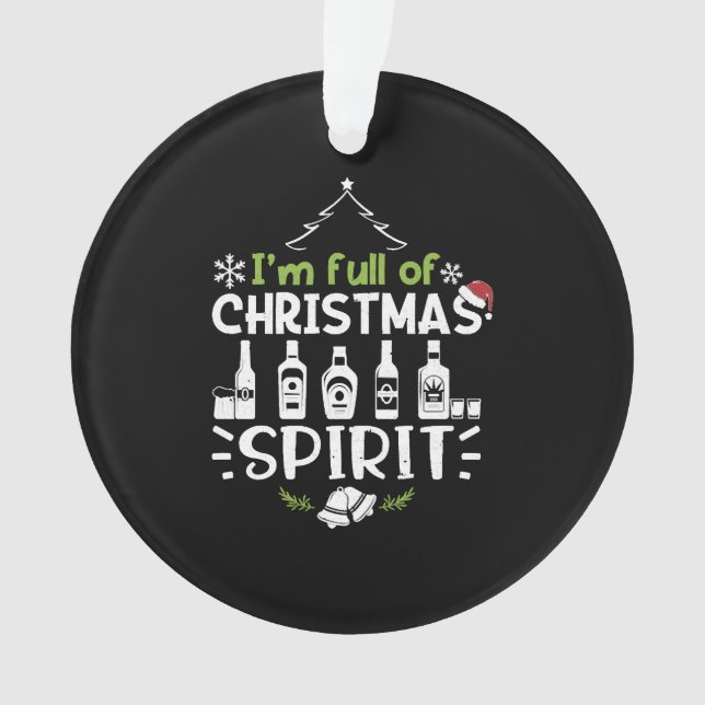 Ornamento Sou Cheio do Espírito de Natal - Bebendo de Natal (Frente)