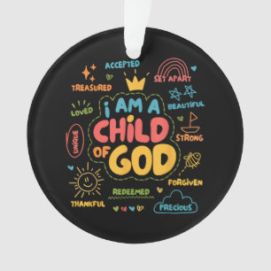 Ornamento Sou Criança de Deus, Retro Cristão Jesus Faith De