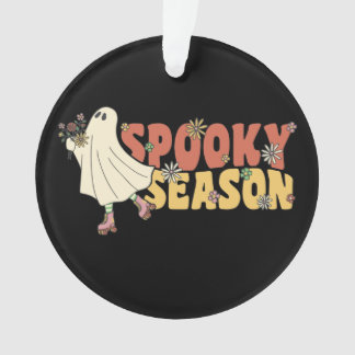 Ornamento Spooky Season Groovy Ghost Com Flores Vintage