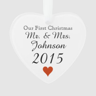 Ornamento Sr. do Natal do coração liso øs & Sra. Newlywed