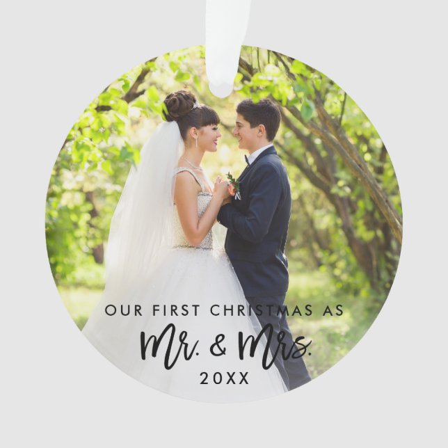 Ornamento Sr. & Sra. do Natal do roteiro da escova da foto (Frente)