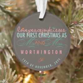 Ornamento Sr. & Sra. Primeiro Mistura de Natal Foto Casament